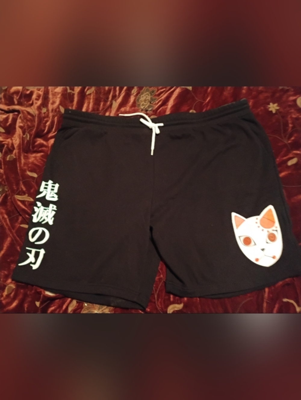 Demon Slayer Tanjiro Warding Mask Graphic Lounge Shorts - Black - Size 3XL